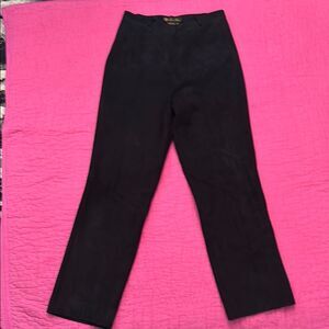 Loro Piana Black  lamb Leather straight leg pants, US6